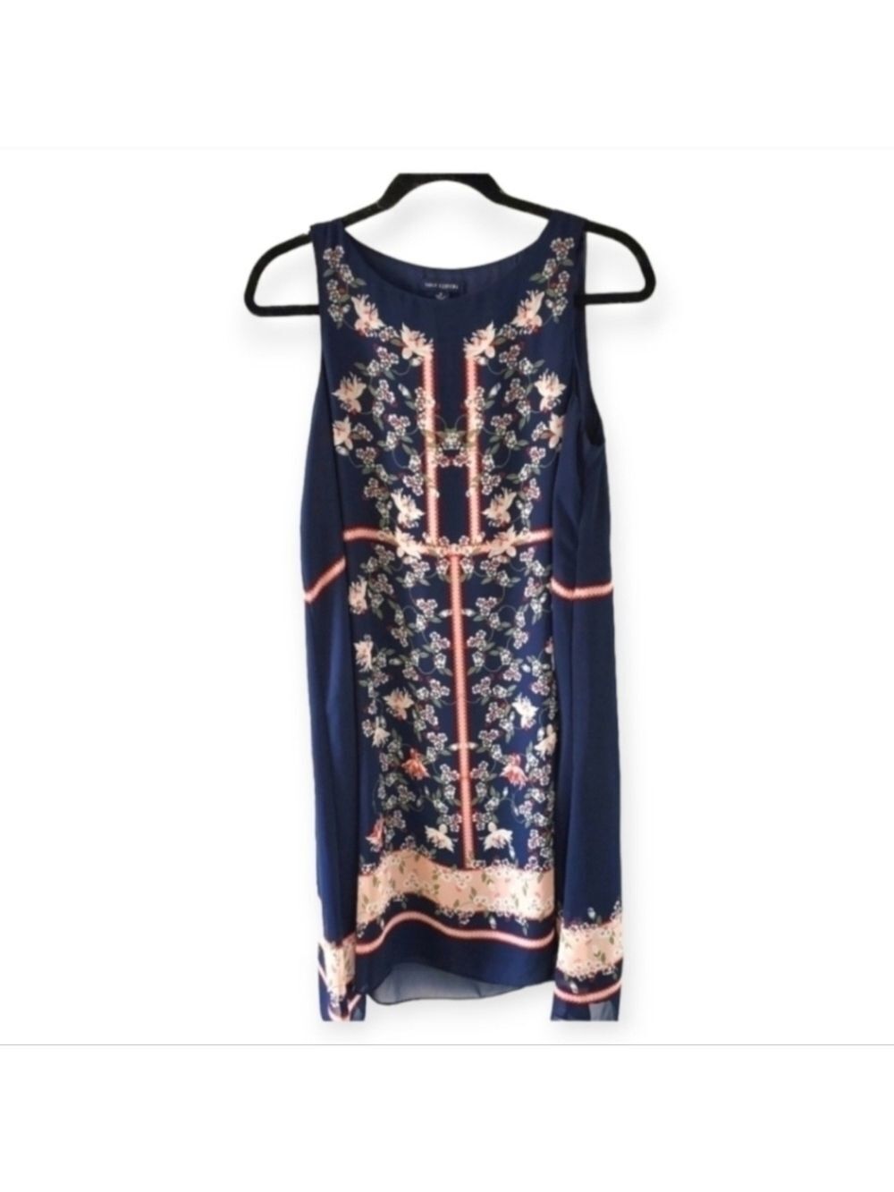 Max Edition Navy Floral Embroidered Shift Dress S